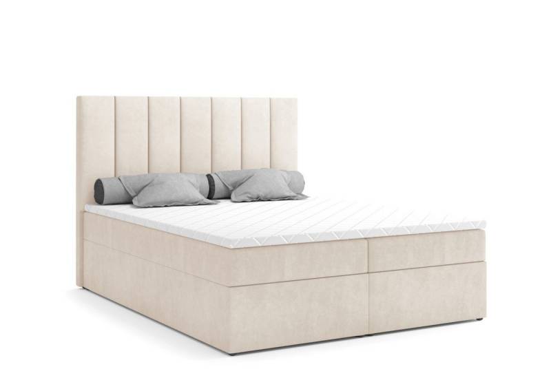 Labett Boxspringbett mit Bettkasten Matratze &Topper, HUGO 140x200 160x200 180x200 200x200 (Boxspringbett, Bettkasten, Matratze, Topper), 7-Zonen Taschenfederkernmatratze H3 oder H4 von Labett
