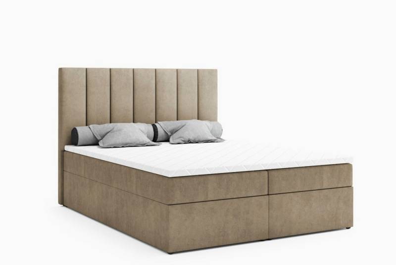 Labett Boxspringbett mit Bettkasten Matratze &Topper, HUGO 140x200 160x200 180x200 200x200 (Boxspringbett, Bettkasten, Matratze, Topper), 7-Zonen Taschenfederkernmatratze H3 oder H4 von Labett