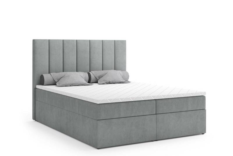 Labett Boxspringbett mit Bettkasten Matratze &Topper, HUGO 140x200 160x200 180x200 200x200 (Boxspringbett, Bettkasten, Matratze, Topper), 7-Zonen Taschenfederkernmatratze H3 oder H4 von Labett