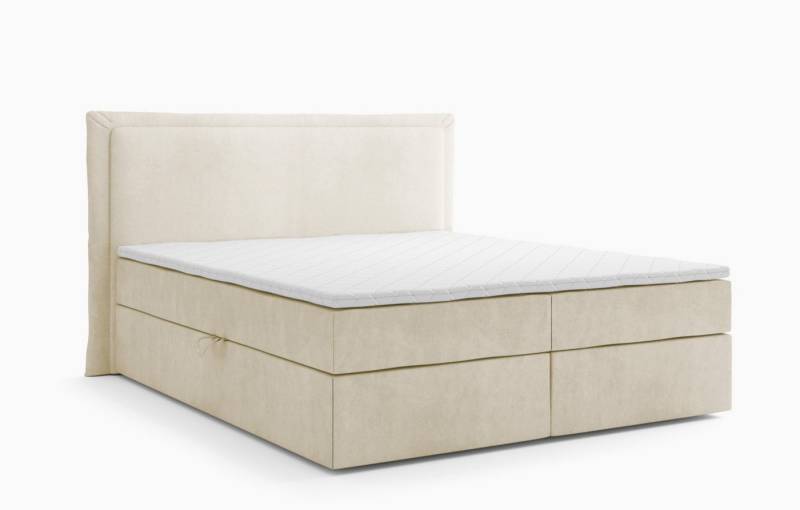 Labett Boxspringbett mit Bettkasten Matratze H3/H4 & Topper LEVI 160x200 180x200 200x200, 7-Zonen Taschenfederkernmatratze H3 oder H4 von Labett