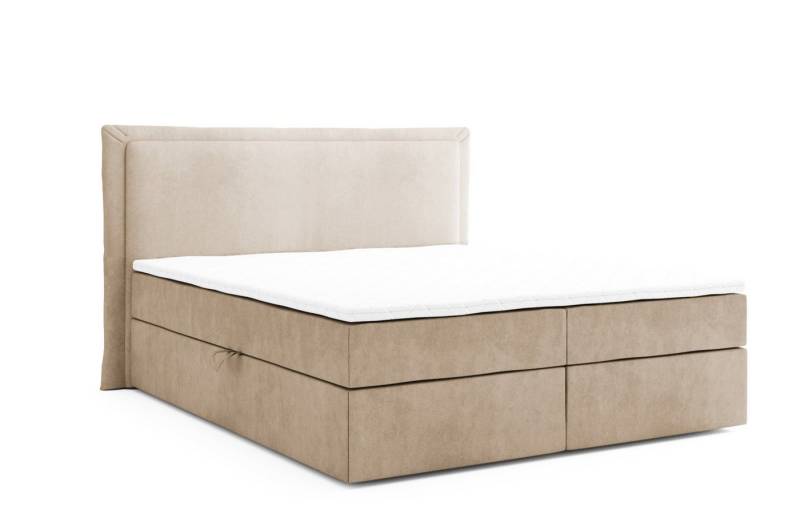 Labett Boxspringbett mit Bettkasten Matratze H3/H4 & Topper LEVI 160x200 180x200 200x200, 7-Zonen Taschenfederkernmatratze H3 oder H4 von Labett