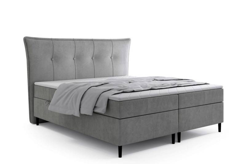 Labett Boxspringbett mit Bettkasten mit hohen Beinen ZOYA 140x200 160x200 180z200 200x200 (2 Bettkästen, Topper), 7-Zonen Taschenfederkernmatratze H3 oder H4 von Labett
