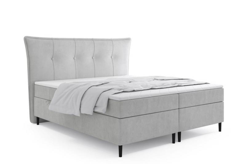 Labett Boxspringbett mit Bettkasten mit hohen Beinen ZOYA 140x200 160x200 180z200 200x200 (2 Bettkästen, Topper), 7-Zonen Taschenfederkernmatratze H3 oder H4 von Labett