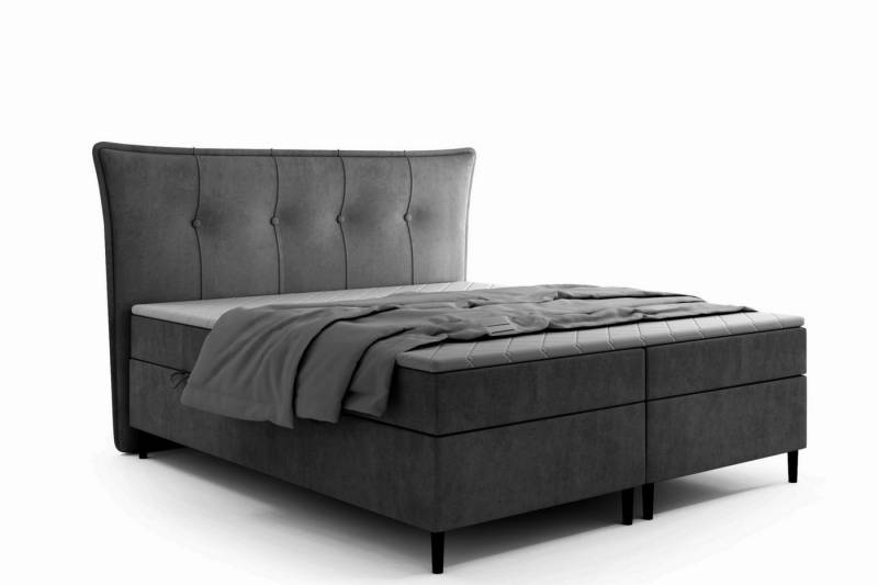 Labett Boxspringbett mit Bettkasten mit hohen Beinen ZOYA 140x200 160x200 180z200 200x200 (2 Bettkästen, Topper), 7-Zonen Taschenfederkernmatratze H3 oder H4 von Labett