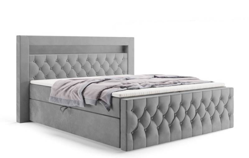 Labett Boxspringbett GOLD 9 mit LED, gestepptem Kopf- & Fußteil (Boxspringbett, Bettkasten, Matratze, Topper), 7-Zonen Taschenfederkernmatratze H3 oder H4 von Labett