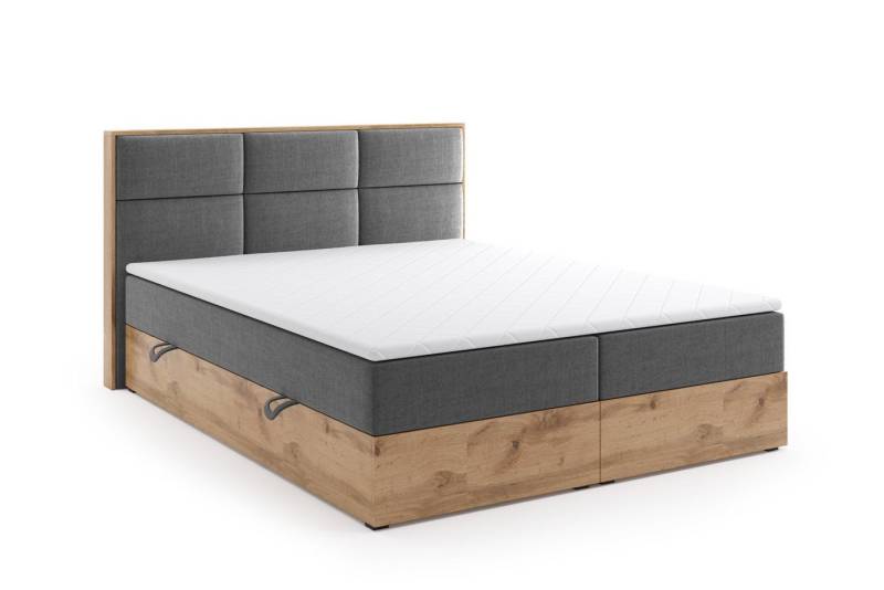 Labett Boxspringbett aus Holz im Loft-Stil LOLY 140x200 160x200 180x200 200x200 (2 Bettkästen, Topper), 7-Zonen Taschenfederkernmatratze H3 oder H4 von Labett