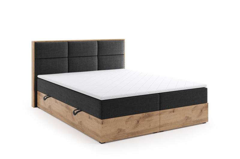 Labett Boxspringbett aus Holz im Loft-Stil LOLY 140x200 160x200 180x200 200x200 (2 Bettkästen, Topper), 7-Zonen Taschenfederkernmatratze H3 oder H4 von Labett
