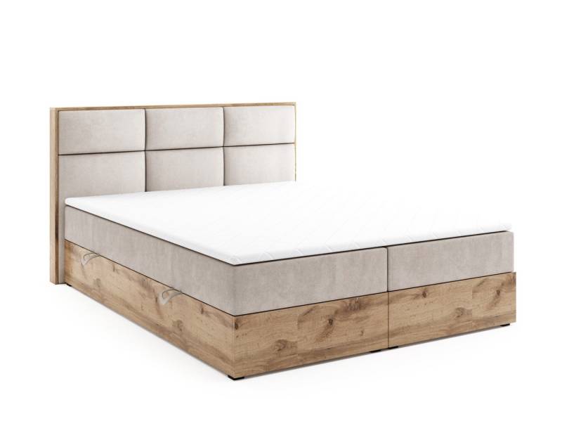 Labett Boxspringbett aus Holz im Loft-Stil LOLY 140x200 160x200 180x200 200x200 (2 Bettkästen, Topper), 7-Zonen Taschenfederkernmatratze H3 oder H4 von Labett