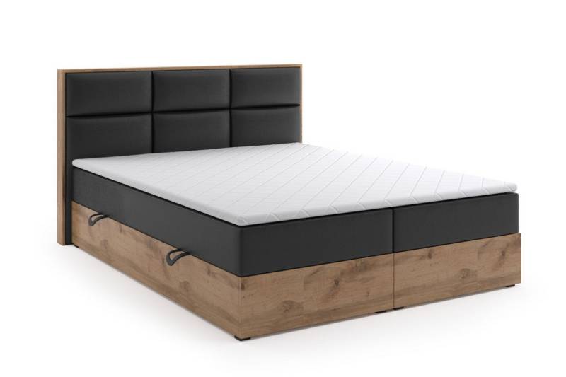 Labett Boxspringbett aus Holz im Loft-Stil LOLY 140x200 160x200 180x200 200x200 (2 Bettkästen, Topper), 7-Zonen Taschenfederkernmatratze H3 oder H4 von Labett