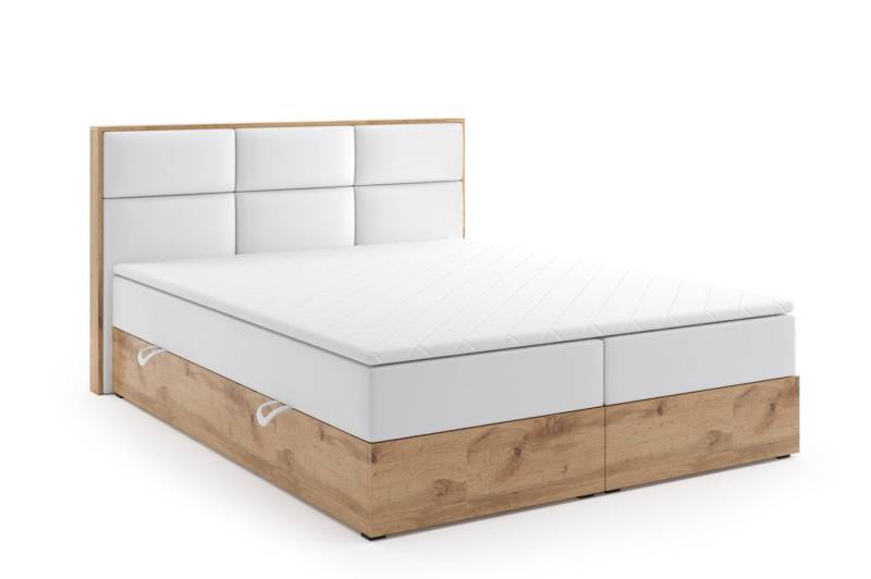 Labett Boxspringbett aus Holz im Loft-Stil LOLY 140x200 160x200 180x200 200x200 (2 Bettkästen, Topper), 7-Zonen Taschenfederkernmatratze H3 oder H4 von Labett