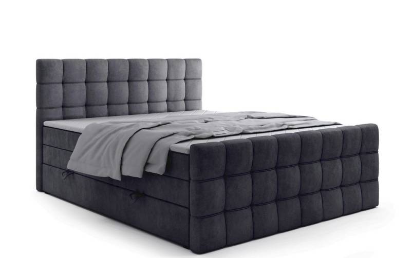 Labett Boxspringbett mit Bettkasten, Doppelmatratze, IGANTE KING 160x200 180x200 200x200 (Boxspringbett, Bettkasten, Matratze, Topper), Bonellfederkern- und Taschenfederkernmatratze von Labett