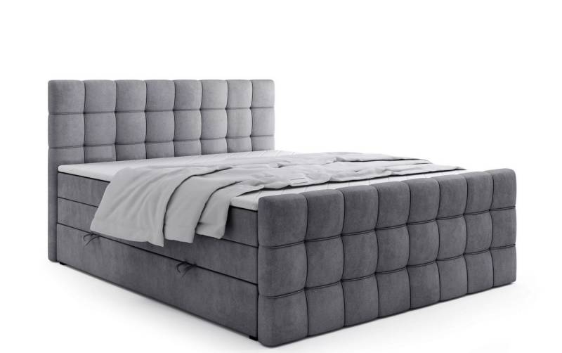 Labett Boxspringbett mit Bettkasten, Doppelmatratze, IGANTE KING 160x200 180x200 200x200 (Boxspringbett, Bettkasten, Matratze, Topper), Bonellfederkern- und Taschenfederkernmatratze von Labett