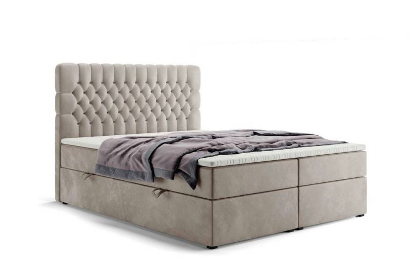 Labett Boxspringbett mit Bettkasten, Matratze H3 H4 DESTIN 140x200 160x200 180x200 200x200 (2 Bettkästen, Topper), 7-Zonen Taschenfederkernmatratze H3 oder H4 von Labett