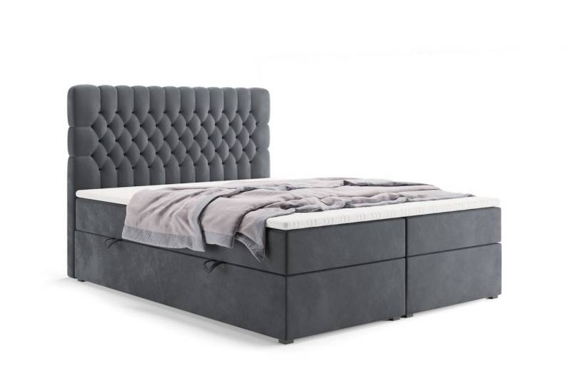 Labett Boxspringbett mit Bettkasten, Matratze H3 H4 DESTIN 140x200 160x200 180x200 200x200 (2 Bettkästen, Topper), 7-Zonen Taschenfederkernmatratze H3 oder H4 von Labett