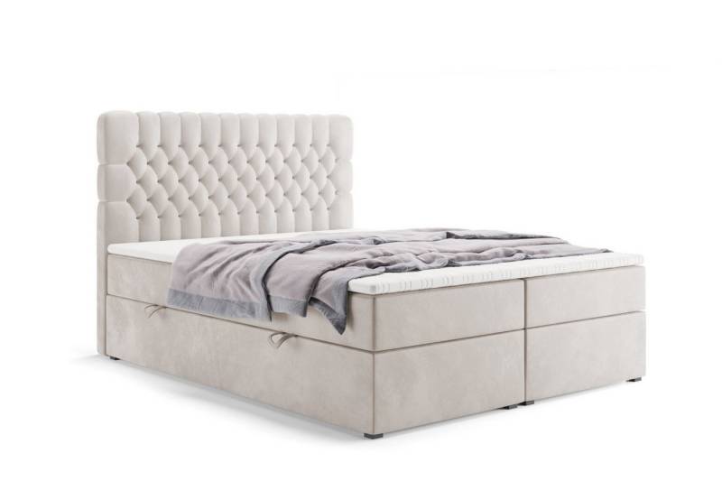Labett Boxspringbett mit Bettkasten, Matratze H3 H4 DESTIN 140x200 160x200 180x200 200x200 (2 Bettkästen, Topper), 7-Zonen Taschenfederkernmatratze H3 oder H4 von Labett
