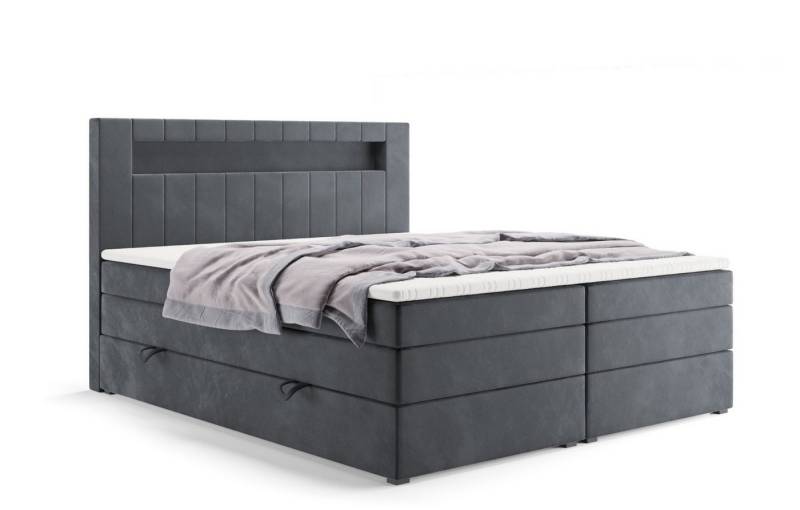 Labett Boxspringbett mit Bettkasten & Doppelmatratze GOLD 5 KING mit LED (Boxsprintbett,Bettkasten, Matratze, Topper), Bonellfederkern- und Taschenfederkernmatratze von Labett