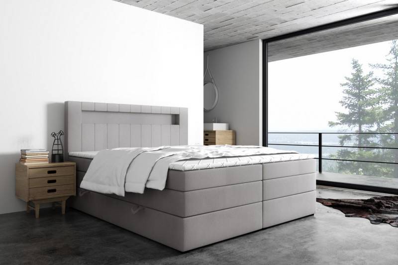 Labett Boxspringbett mit Bettkasten & Doppelmatratze GOLD 5 KING mit LED (Boxsprintbett,Bettkasten, Matratze, Topper), Bonellfederkern- und Taschenfederkernmatratze von Labett