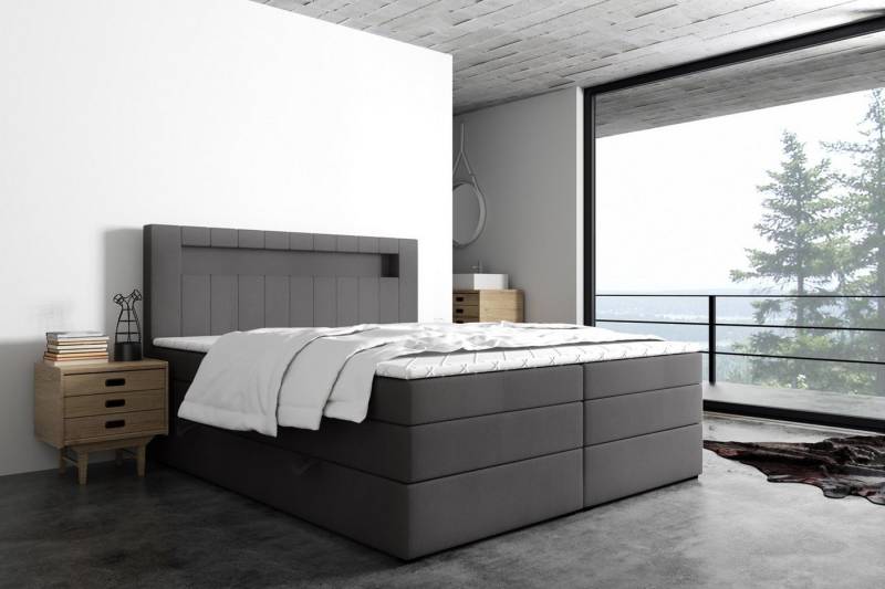 Labett Boxspringbett mit Bettkasten & Doppelmatratze GOLD 5 KING mit LED (Boxsprintbett,Bettkasten, Matratze, Topper), Bonellfederkern- und Taschenfederkernmatratze von Labett