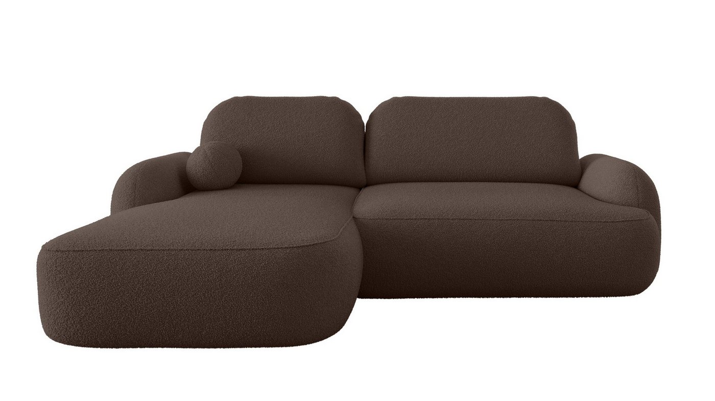 Labett Ecksofa MOLLY L-Form mit Schlaffunktion - Bouclé, rundes Design, 276x176 cm, mit Relaxfunktion von Labett