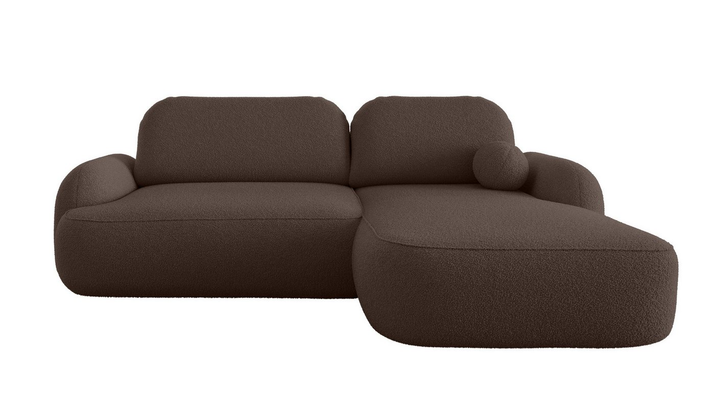 Labett Ecksofa MOLLY L-Form mit Schlaffunktion - Bouclé, rundes Design, 276x176 cm, mit Relaxfunktion von Labett