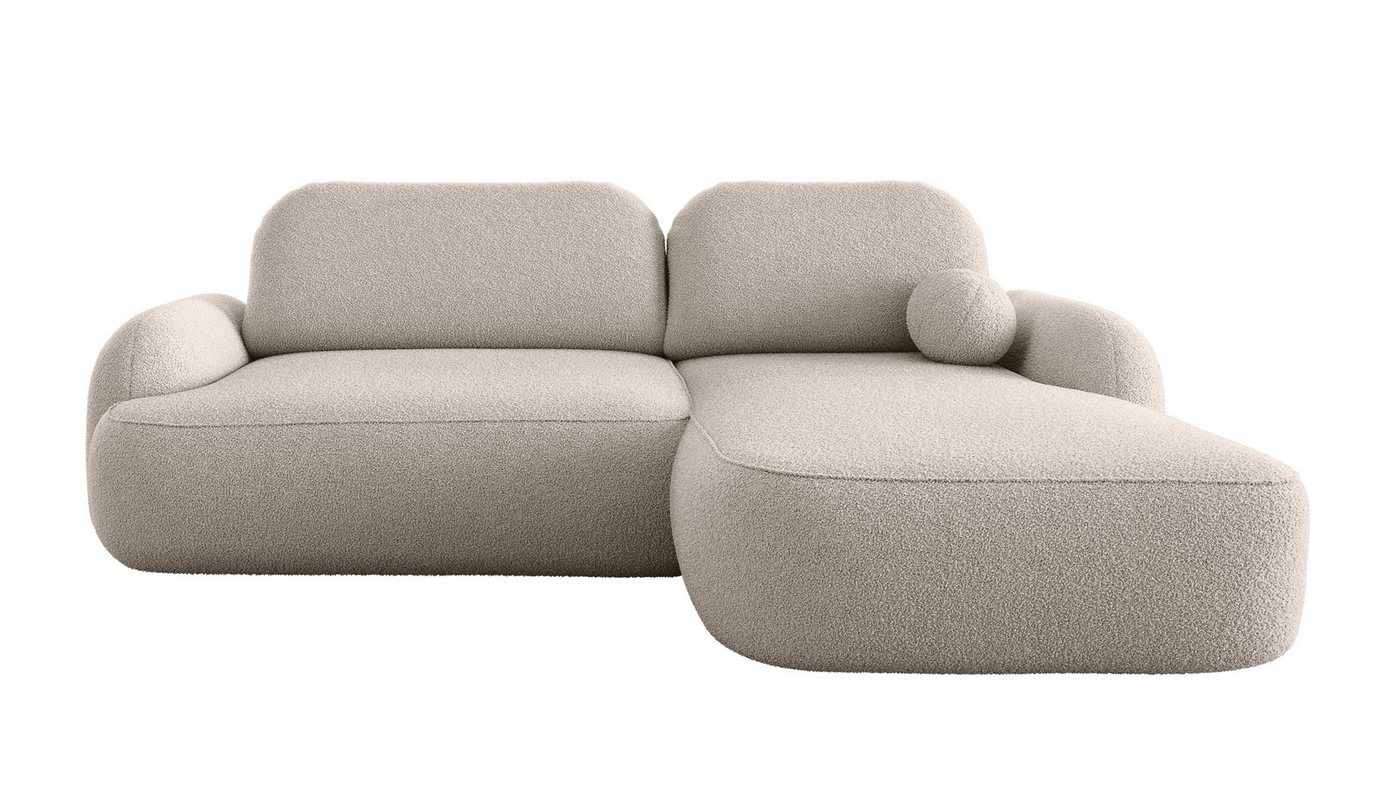 Labett Ecksofa MOLLY L-Form mit Schlaffunktion - Bouclé, rundes Design, 276x176 cm, mit Relaxfunktion von Labett