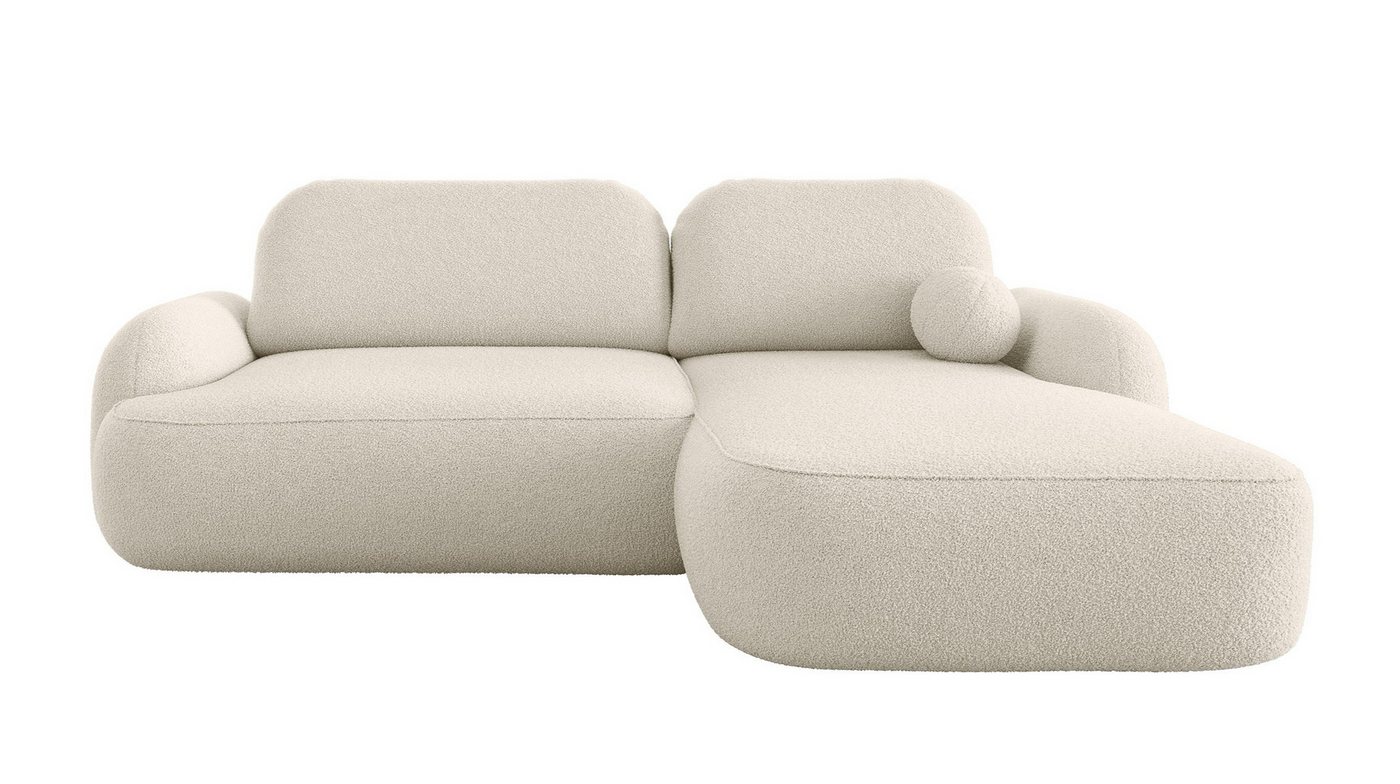 Labett Ecksofa MOLLY L-Form mit Schlaffunktion - Bouclé, rundes Design, 276x176 cm, mit Relaxfunktion von Labett