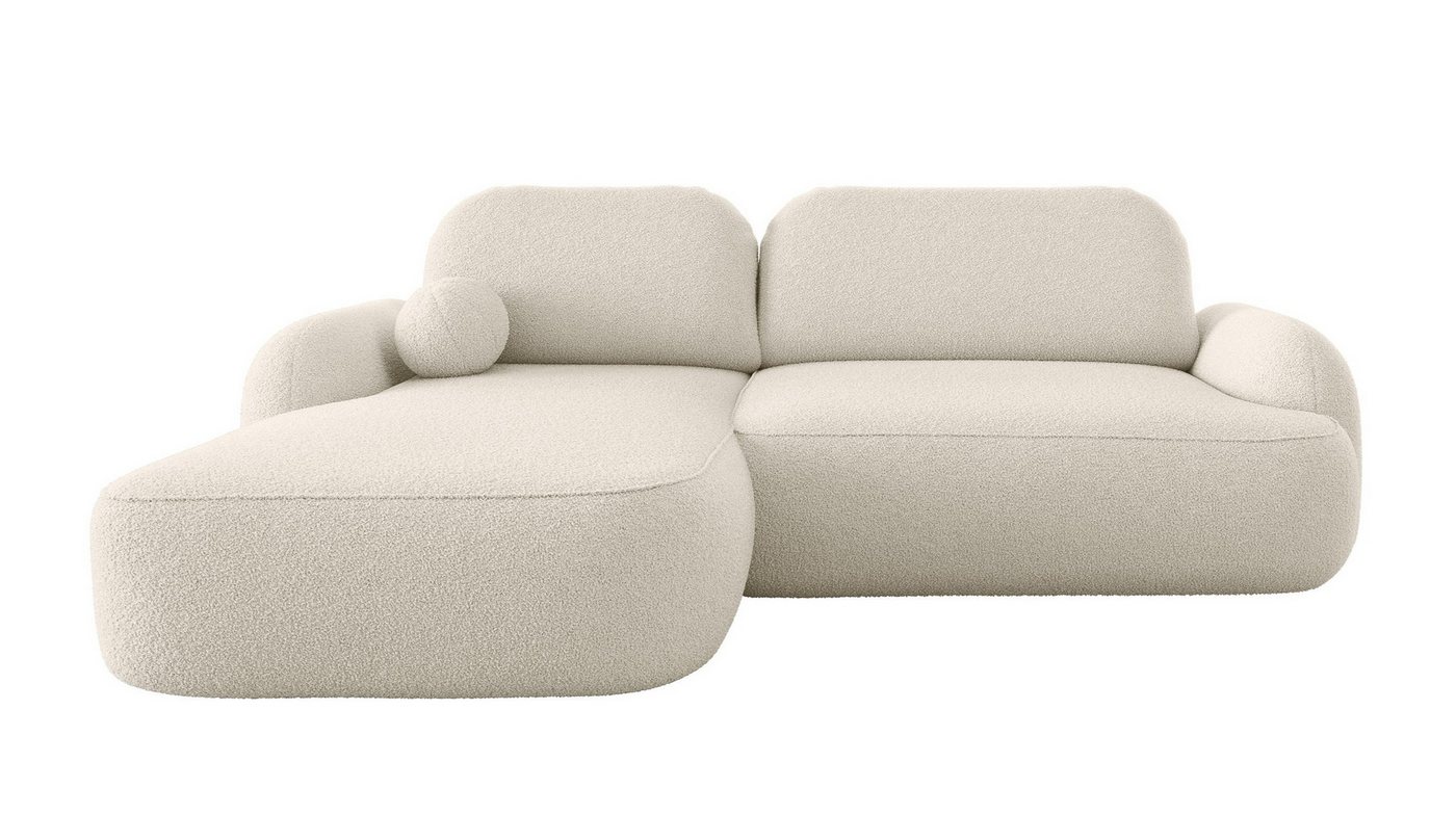 Labett Ecksofa MOLLY L-Form mit Schlaffunktion - Bouclé, rundes Design, 276x176 cm, mit Relaxfunktion von Labett