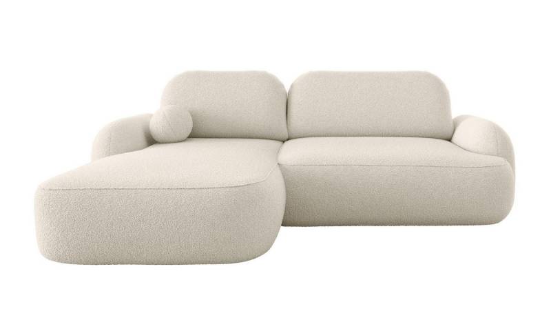 Labett Ecksofa MOLLY L-Form mit Schlaffunktion - Bouclé, rundes Design, 276x176 cm, mit Relaxfunktion von Labett