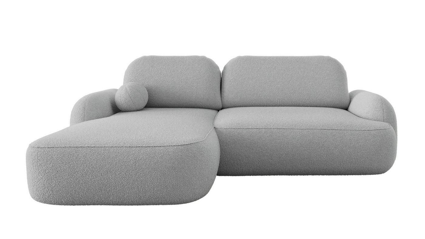 Labett Ecksofa MOLLY L-Form mit Schlaffunktion - Bouclé, rundes Design, 276x176 cm, mit Relaxfunktion von Labett