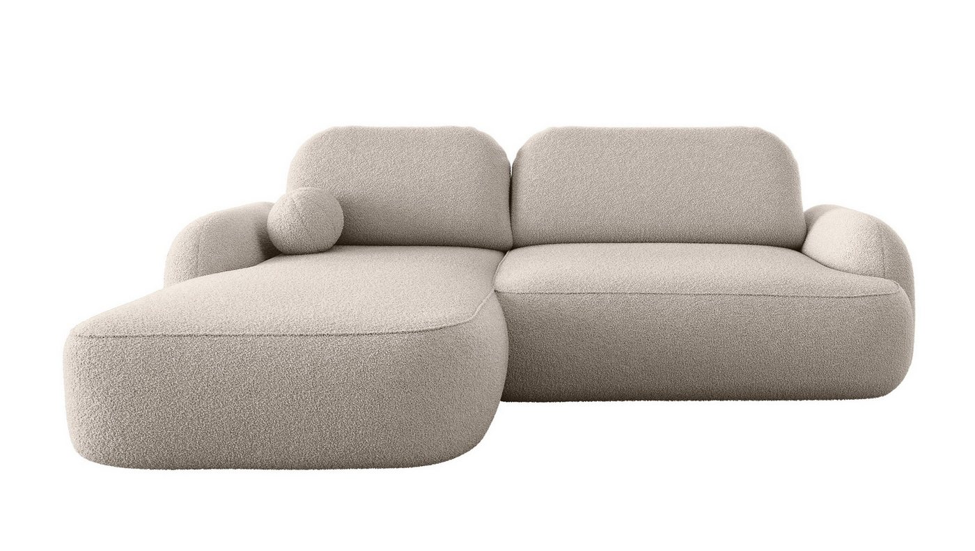 Labett Ecksofa MOLLY L-Form mit Schlaffunktion - Bouclé, rundes Design, 276x176 cm, mit Relaxfunktion von Labett