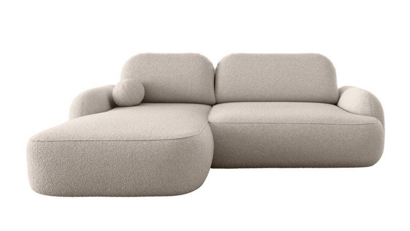 Labett Ecksofa MOLLY L-Form mit Schlaffunktion - Bouclé, rundes Design, 276x176 cm, mit Relaxfunktion von Labett