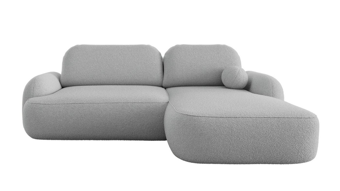 Labett Ecksofa MOLLY L-Form mit Schlaffunktion - Bouclé, rundes Design, 276x176 cm, mit Relaxfunktion von Labett