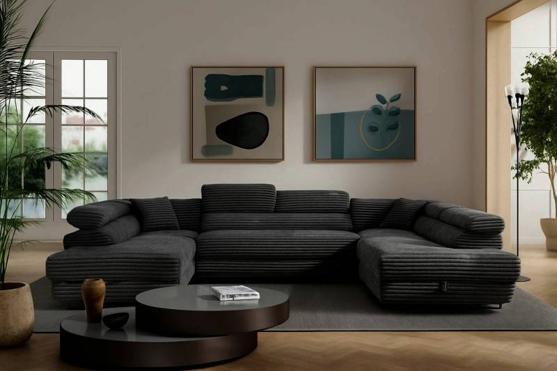 Labett Wohnlandschaft mit Schlaffunktion & Bettkasten GUSTAVO U-Form Sofa aus Cord Labett Wohnlandschaft mit Schlaffunktion & Bettkasten GUSTAVO U-Form Sofa aus Cord von Labett