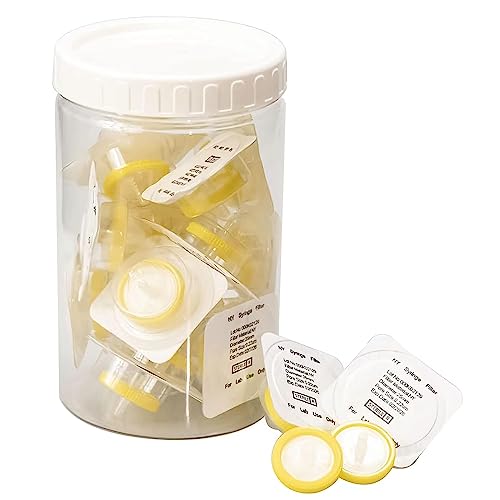 20 Stücke Spritzenfilter Sterile Nylonmembran 25mm Durchmesser 0.22 μm Porengröße, HPLC und GC Nadelfilter, Hochdurchsatz-Laborfiltration für Biomed Scientific von Labfil