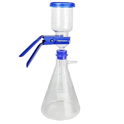ALWSCI Glasfiltrationsgerät Labor Glas-Vakuumfiltrations-Filterkit, Borosilikatglas Filterkolben Set, 1000 mL Erlenmeyerkolben und 300 mL Messtrichter von Labfil