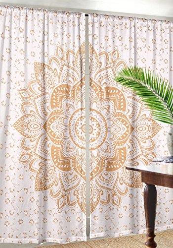 Labanshi Wohnzimmer-Vorhänge, Blumenvorhang, Wandbehang für Schlafzimmer, Bohemian-Stil, groß, 221 x 104 cm, Ombré-Mandala-Vorhänge für Raumteiler, Zuhause, Party, rustikale indische Vorhänge von Labhanshi