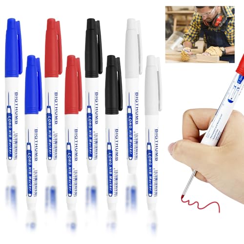 Labmilon 8 Stück Tieflochmarker Stift, Permanent Marker Feine, Bleistift Bohrlochmarker, Markierstifte, Tiefenlochmarker, Lochmarker, Markierungsstift, Markierstift, Lochmarkierer, Langlochmarker von Labmilon