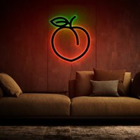 Peach Leuchtreklame, Led-Schild, Neonlicht, Wandleuchte, Wanddekor Led, Holzschild Mit Led von Labrisad