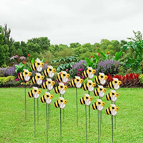 Labstandard 20 Stück Bienen-Gartenstecker Dekoration Hummel Gartenpfähle für Outdoor Rasen Weg Terrasse Pflanztopf Bienenpfähle Outdoor Hof Pflanzgefäß Gartendekoration (20) von Labstandard