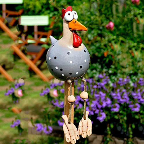 Labstandard Keramik Huhn Gartendeko,Tierfigur Gartenstecker Keramikfigur Handarbeit Ornament, Gartendeko Huhn Deko, Gartenstatue Dekorative Henne Huhn Gartenstecker,Gartenfigur Gartendekoration (B) von Labstandard