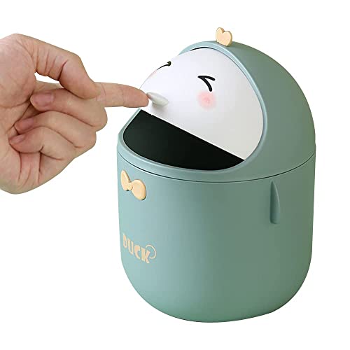 Labstandard Tischmülleimer mit Deckel Mini Mülleimer Tisch Mini Mülleimer Schreibtisch Tischmülleimer Klein Büro für Bad Küche Wohnzimmer Tragbar Süßer Cartoon-Stil Abfallbehälter (Grün) von Labstandard