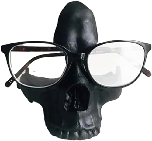 Labstandard Totenkopf-Brillenständer, kreative Kunstharz-Statue, Ornament, Sonnenbrillen-Ausstellungsregal für Zuhause, Büro, Schreibtisch, Geschenk für Vatertag, Halloween von Labstandard