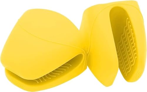 Mini Ofenhandschuh Anti Rutsch Hitzebeständig Silikon Topflappen zum Backen Kochen Grillen Handschuhe mit Ofenregal Schutz Lebensmittelecht Langlebig Griffschutz für Küche Kochen (Gelb) von Labstandard