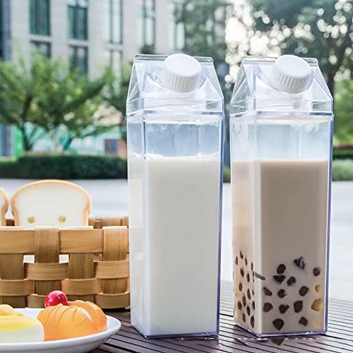 Transparente Milchkarton 2 Stück Wasserflasche 500ml Milchsaftbox Ohne BPA Auslaufsicher Milchbox Leicht zu Tragen Geeignet für Outdoor-Sport Reisen und Camping von Labstandard