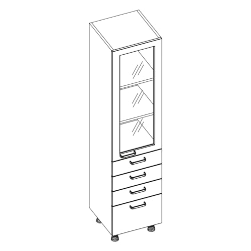 Labtable Melamin Laborschrank mit 1 Glastür und 4 Schubladenx, Links Seite Türaufhängung, 450mm Länge, 600mm Breite, 1960mm Höhe Labtable Melamin Laborschrank mit 1 Glastür und 4 Schubladenx, Links Seite Türaufhängung, 450mm Länge, 600mm Breite, 1960mm Höhe von Labtable