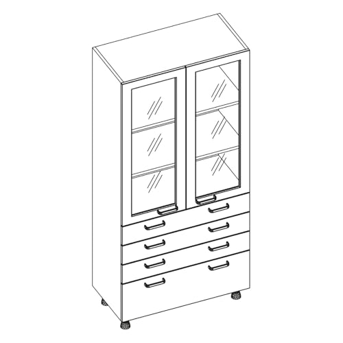 Labtable Melamin Laborschrank mit 2 Glastüren und 4 Schubladenx, Links und Rechts Seite Türaufhängung, 600mm Länge, 900mm Breite, 1960mm Höhe Labtable Melamin Laborschrank mit 2 Glastüren und 4 Schubladenx, Links und Rechts Seite Türaufhängung, 600mm Länge, 900mm Breite, 1960mm Höhe von Labtable