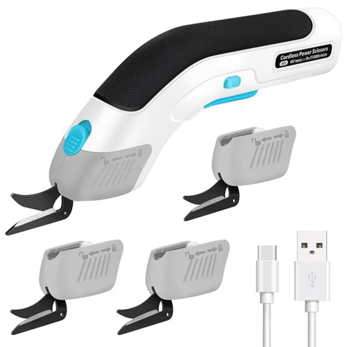 LabTEC Kabellose Elektroschneider Elektrische Schere mit 4 Schneidklingen mit Sicherheitsverriegelung zum Schneiden von Karton, Leder, Teppich, Topfpflanze LabTEC Kabellose Elektroschneider Elektrische Schere mit 4 Schneidklingen mit Sicherheitsverriegelung zum Schneiden von Karton, Leder, Teppich, Topfpflanze von Labtec