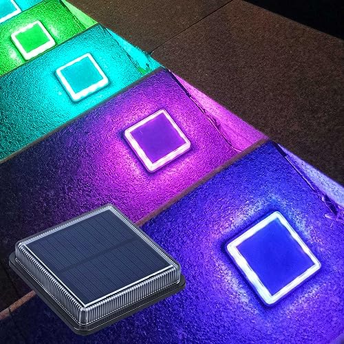 Lacasa 4-Stück Solar Bodenleuchten Aussen, Farbwechsel RGB LED Solarleuchten Garten Bodenleuchte, Eckig Solar Treppenbeleuchtung Außen Wasserdicht IP68 für Boden Weg Treppen Terrasse Beckenrand von Lacasa