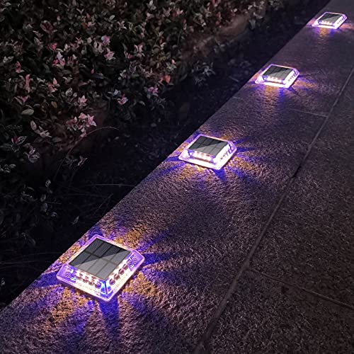 Lacasa Solar Bodenleuchten Aussen, 4 Stück Solarleuchten für Außen 30LM Solarlampen IP68 Wasserdicht Auto ON/OFF LED Wegeleuchten für Garten Rasen Terrasse Hof, Mischfarben (Warmweiß + Blaues Licht) von Lacasa