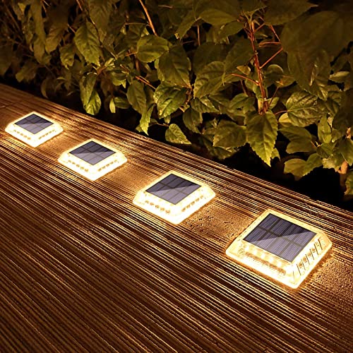 Lacasa Solar Bodenleuchten Aussen, 4 Stück Solarleuchten für Außen Warmweiß 2700K, 30LM Solarlampen LED Wegeleuchten IP68 Wasserdicht Auto ON/OFF Solar Gartenleuchten für Garten Rasen Terrasse Hof von Lacasa